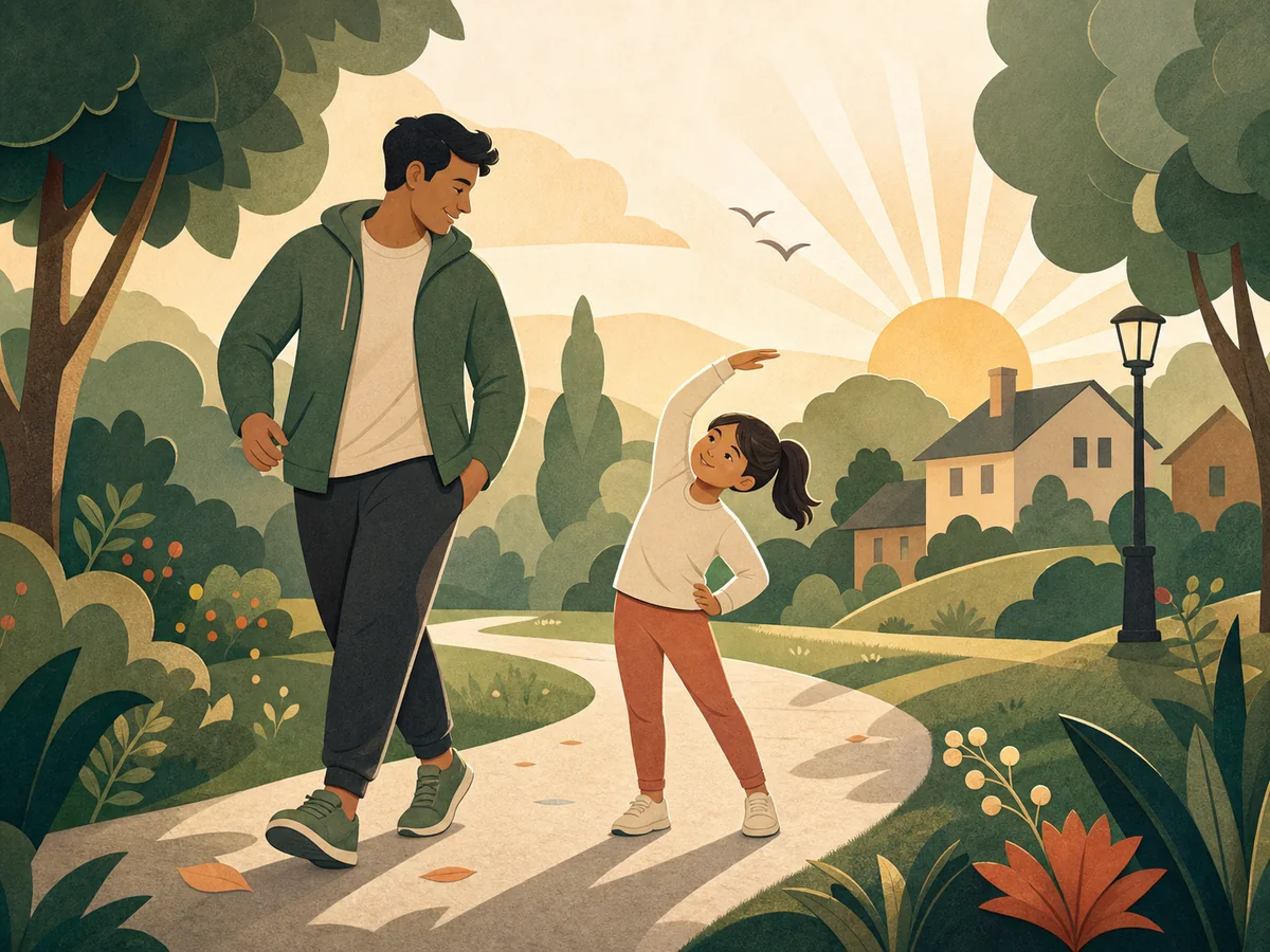 Family building healthy rhythms outdoors
