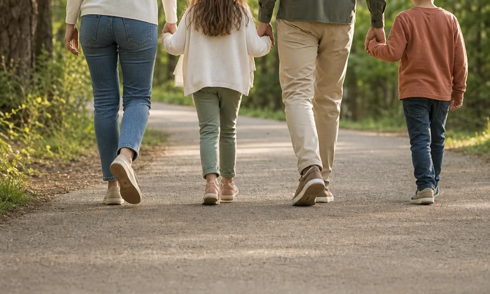 Family taking a walk together